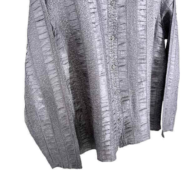 Coldwater Creek Sz XL Silver Wearable Art Formal Jacket Blouse Shirt TOP wiNTER - Picture 4 of 7